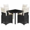 vidaXL 5 Piece Garden Bistro Set with Cushions Black Poly Rattan