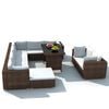 vidaXL 10 Piece Garden Lounge Set with Cushions Poly Rattan Brown