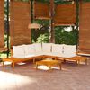 vidaXL 4 Piece Garden Lounge Set with Cream White Cushions Acacia Wood