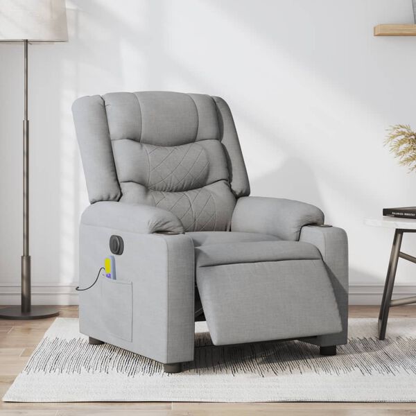 vidaXL Electric Massage Recliner Chair Light Grey Fabric