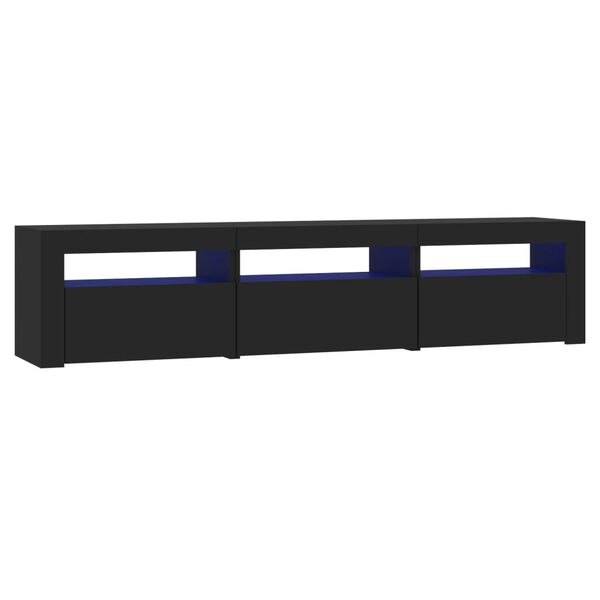 vidaXL TV Cabinet with LED Lights Black 180x35x40 cm