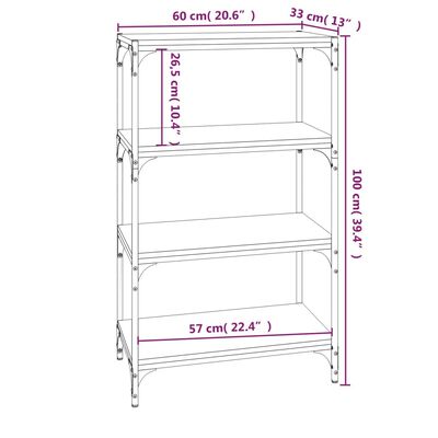 vidaXL Book Cabinet Grey Sonoma 60x33x100 cm Engineered Wood and Steel