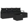 vidaXL Sofa Set 6 pcs Black Poly Rattan