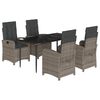 vidaXL 5 Piece Garden Dining Set with Cushions Grey Poly Rattan