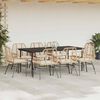 vidaXL 9 Piece Garden Dining Set with Cushions Brown Poly Rattan Glass