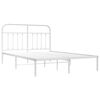 vidaXL Metal Bed Frame without Mattress with Headboard White 135x190cm