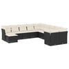 vidaXL 11 Piece Garden Sofa Set with Cushions Black Poly Rattan