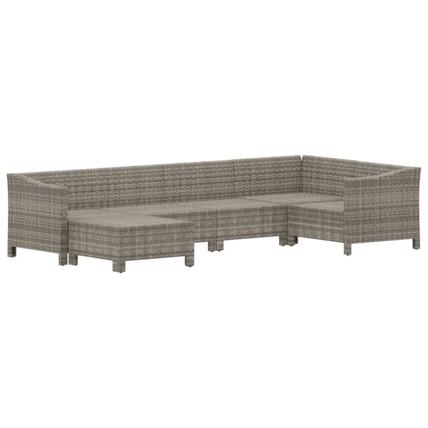 vidaXL 6 Piece Garden Lounge Set with Cushions Grey Poly Rattan