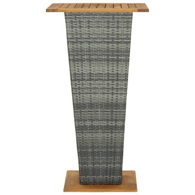 vidaXL Bar Table Grey 60x60x110 cm Poly Rattan and Solid Acacia Wood