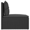 vidaXL Garden Middle Sofa with Cushions Black Poly Rattan