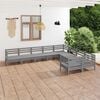 vidaXL 9 Piece Garden Lounge Set Grey Solid Wood Pine