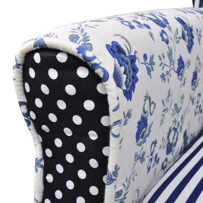 Patchwork Relax Armchair Country Living Style Flower Blue & White