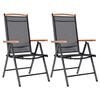 vidaXL Folding Chairs 2 pcs Aluminium and Textilene Black