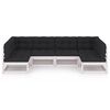 vidaXL 6 Piece Garden Lounge Set with Cushions White Solid Pinewood