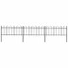 vidaXL Garden Fence with Hoop Top Steel 504x80 cm Black