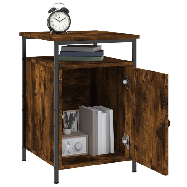 vidaXL Bedside Cabinet Smoked Oak 40x42x60 cm Engineered Wood