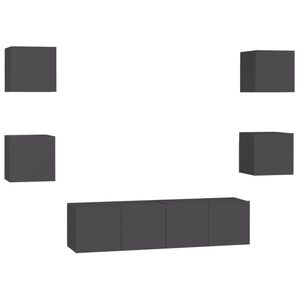 vidaXL 6 Piece TV Cabinet Set Grey Engineered Wood