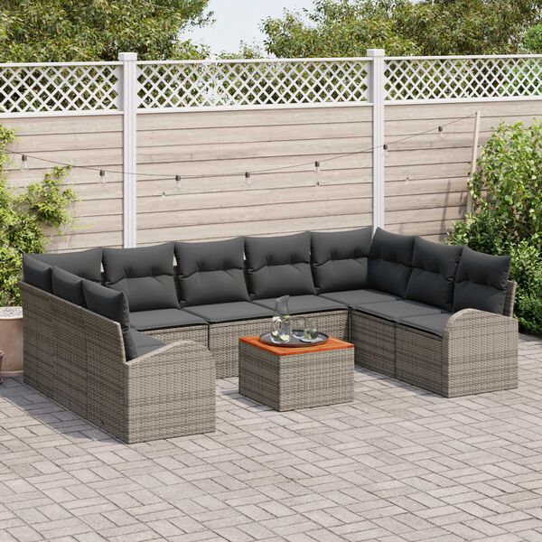 vidaXL Garden Sofa Set 10 pcs Grey