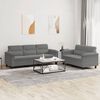 vidaXL 2 Piece Sofa Set with Cushions Dark Grey Microfibre Fabric
