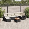 vidaXL 8 Piece Garden Sofa Set with Cushions Black Poly Rattan
