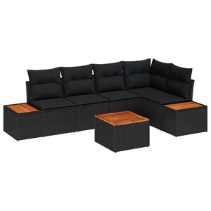 vidaXL Garden Sofa Set 5 pcs 5-Seater Black Poly rattan