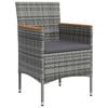 vidaXL 5 Piece Garden Dining Set with Cushions Grey and Black