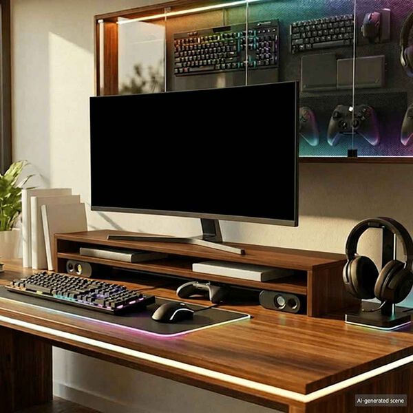 vidaXL Monitor Stand Brown Oak 100x24x13 cm Engineered Wood