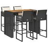 vidaXL 5 Piece Garden Bar Set with Cushions Black Poly Rattan Acacia