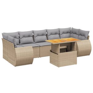 vidaXL 8 Piece Garden Sofa Set with Cushions Beige Poly Rattan