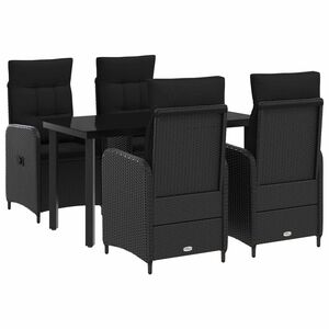 vidaXL Sofa Table Set 5 pcs Black PE Rattan and Powder-Coated Steel