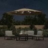 vidaXL Cantilever Garden Parasol with LED Lights and Steel Pole 300 cm Taupe