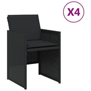 vidaXL Garden Chairs with Cushions 4 pcs Black Poly Rattan