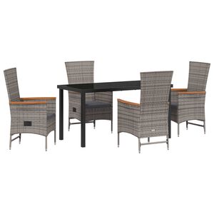 vidaXL Garden Dining Set 5 pcs Grey Powder-Coated Steel