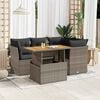 vidaXL 5 Piece Garden Sofa Set with Cushions Grey Poly Rattan