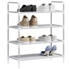 vidaXL Shoe Rack with 4 Shelves Metal and Non-woven Fabric Silver