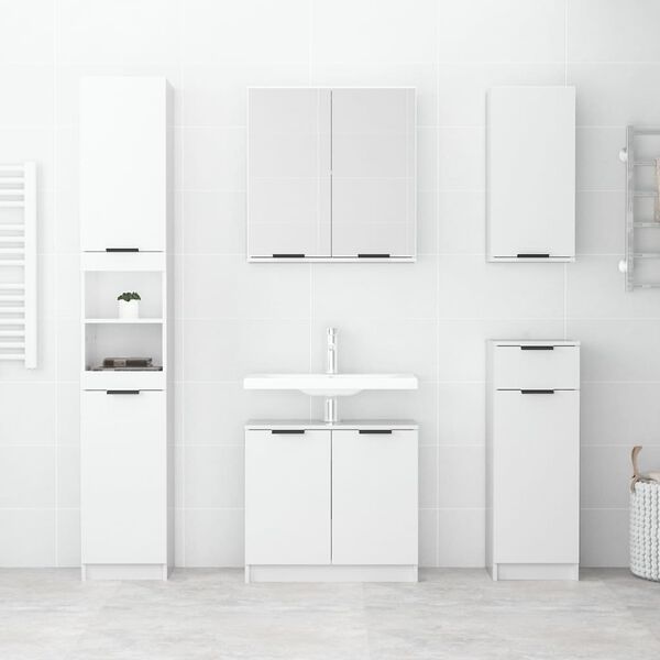 vidaXL Bathroom Cabinet High Gloss White 32x34x188.5cm Engineered Wood