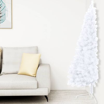 vidaXL Artificial Half Pre-lit Christmas Tree with Stand White 180 cm PVC