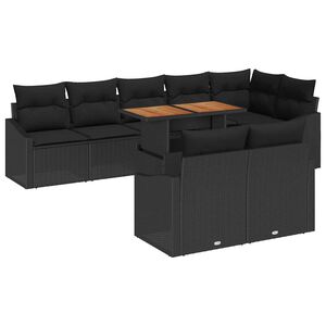vidaXL Garden Sofa Set with Cushion Manual 9 pcs Black and Brown