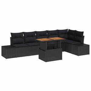 vidaXL Garden Sofa Set 7 pcs Black and Brown