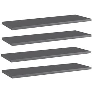 vidaXL Bookshelf Boards 4 pcs High Gloss Grey 60x20x1.5 cm Engineered Wood