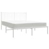 vidaXL Metal Bed Frame without Mattress with Headboard White 135x190cm