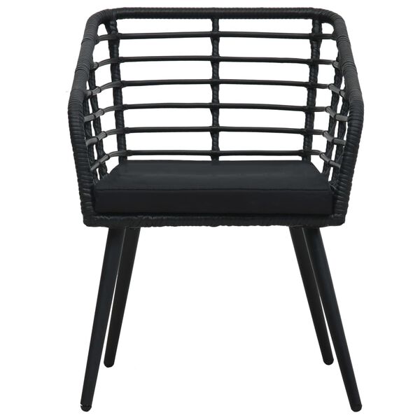 vidaXL Garden Chairs with Cushions 2 pcs Poly Rattan Black