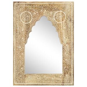 vidaXL Mirror | Dark Wood | Solid Mango Wood | Medium | Decorative Inlays