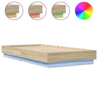 vidaXL Bed Frame with LED Lights Sonoma Oak 90x190 cm Single