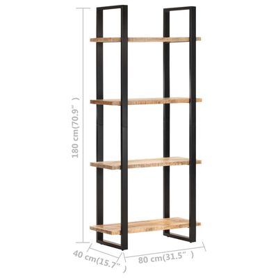 vidaXL 4-Tier Bookcase 80x40x180 cm Rough Mango Wood