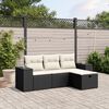 vidaXL 4 Piece Garden Sofa Set with Cushions Black Poly Rattan