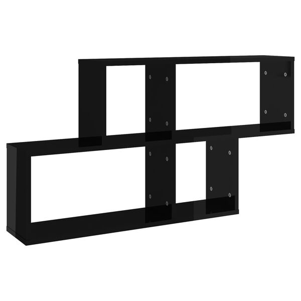 vidaXL Wall Shelf High Gloss Black 100x18x53 cm Engineered Wood