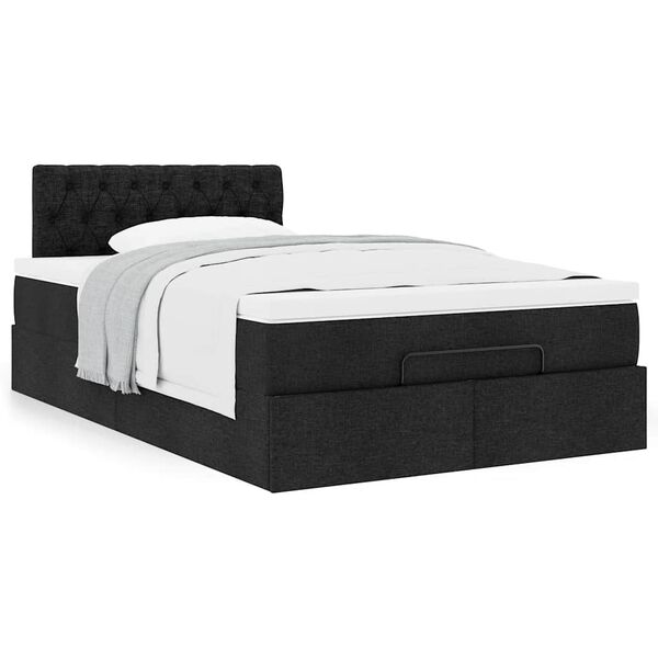 vidaXL Ottoman Bed with Mattress Black King Single Fabric