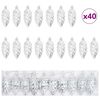 vidaXL Christmas Pine Cone Ball 40 pcs LEDs Silver 4 x 9 cm Plastic