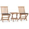 vidaXL 3 Piece Folding Outdoor Dining Set with Cushion Solid Wood Teak